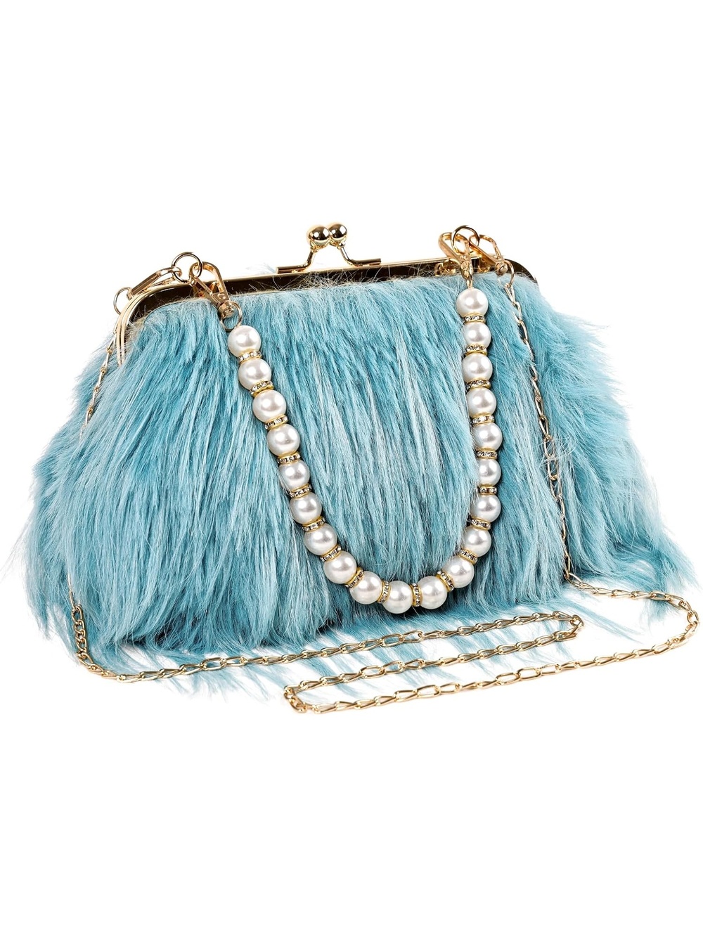 〽️ Women's Light Blue Clutch Purses Banquet Prom Buckle Evening Crossbody Bag